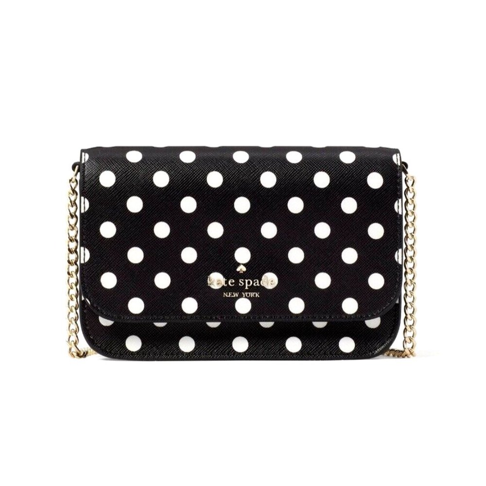 New Kate Spade Cheers Charming Dot Printed Boxed Crossbody Black Multi